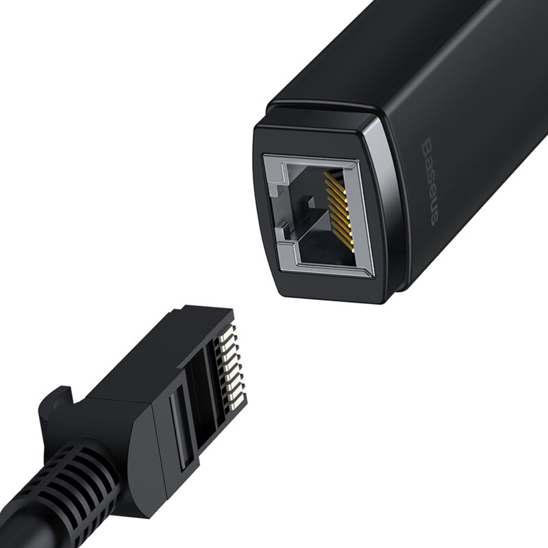 Adaptor Type-C la RJ45 LAN Baseus Lite, 1000Mbps, negru, WKQX000301