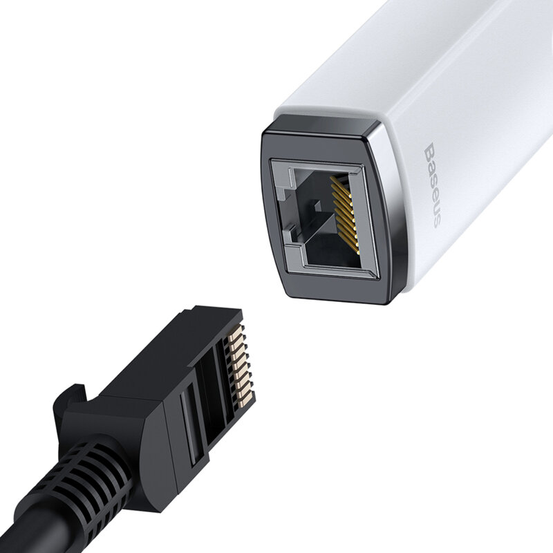 Adaptor Type-C la RJ45 LAN Baseus Lite, 1000Mbps, alb, WKQX000302