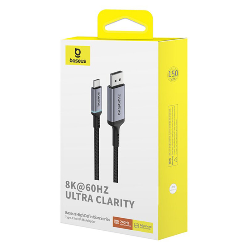 Cablu adaptor Type-C la DP Baseus, 8K, 1.5m, negru, B0063370D111-00