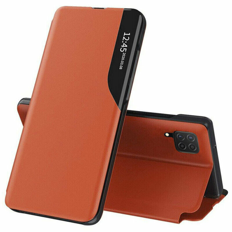 Husa Samsung Galaxy M22 4G Eco Leather View Flip Tip Carte - Portocaliu