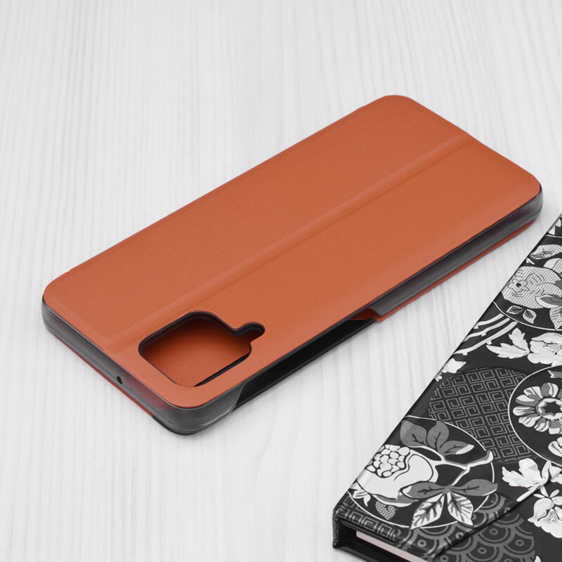 Husa Samsung Galaxy M22 4G Eco Leather View Flip Tip Carte - Portocaliu