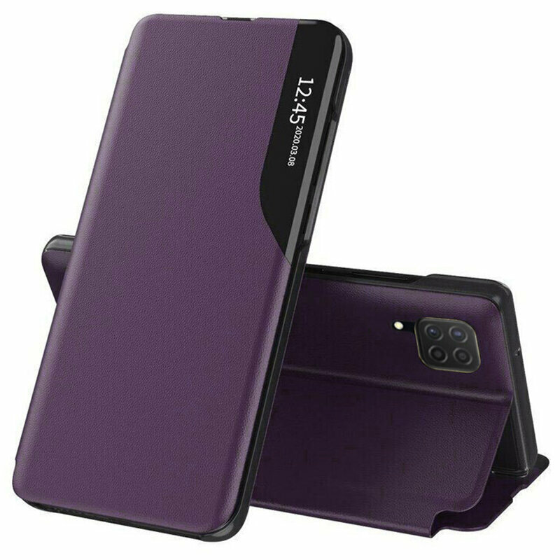 Husa Samsung Galaxy M22 4G Eco Leather View Flip Tip Carte - Mov