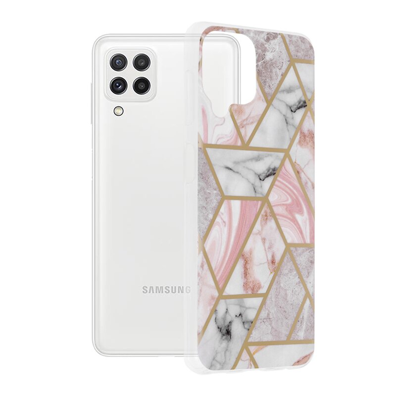 Husa Samsung Galaxy A22 4G Techsuit Marble, roz