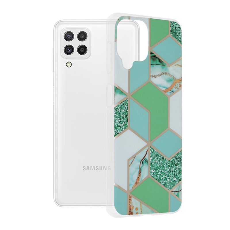 Husa Samsung Galaxy A22 4G Techsuit Marble, verde