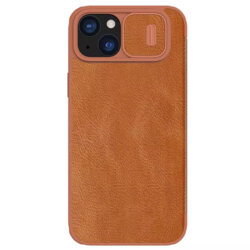 Husa iPhone 15 Plus Nillkin QIN Leather, maro