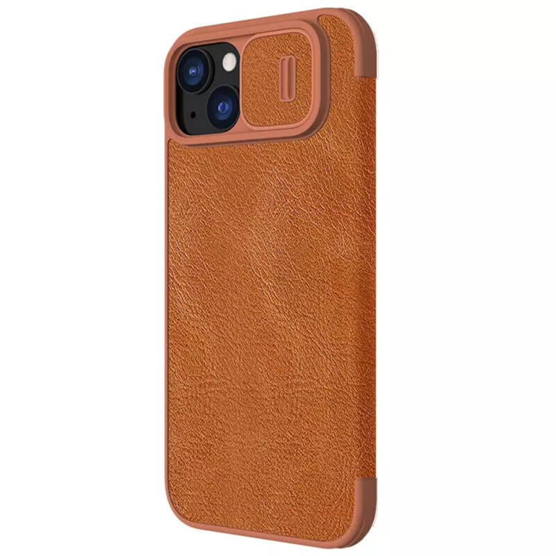 Husa iPhone 15 Plus Nillkin QIN Leather, maro