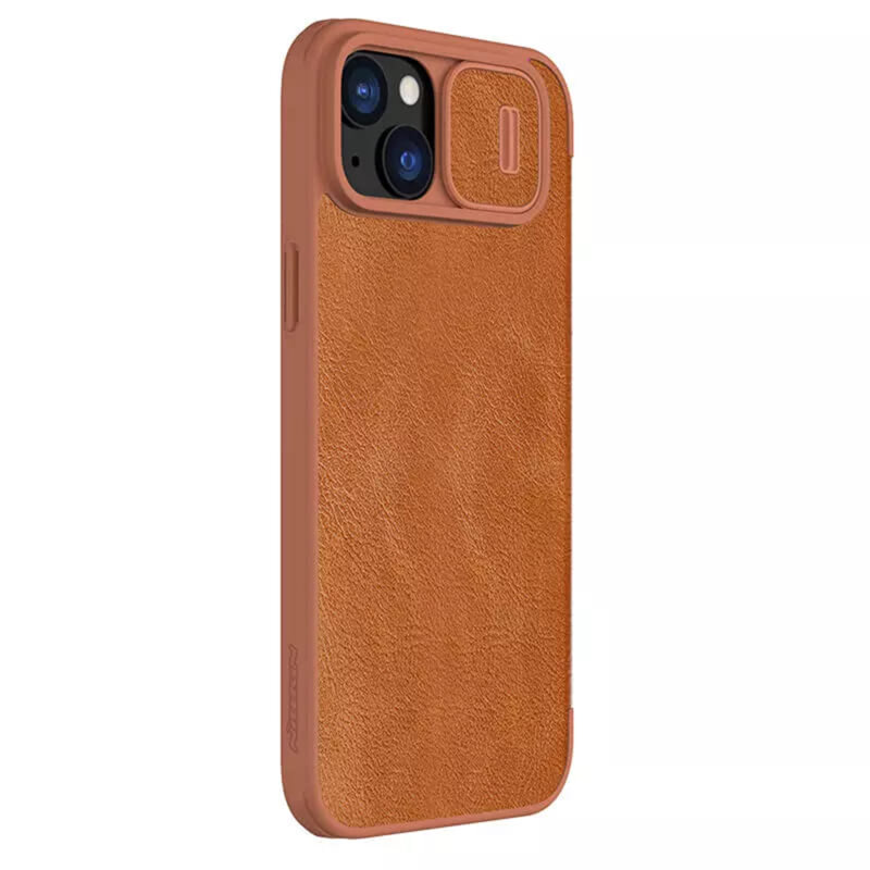 Husa iPhone 15 Plus Nillkin QIN Leather, maro