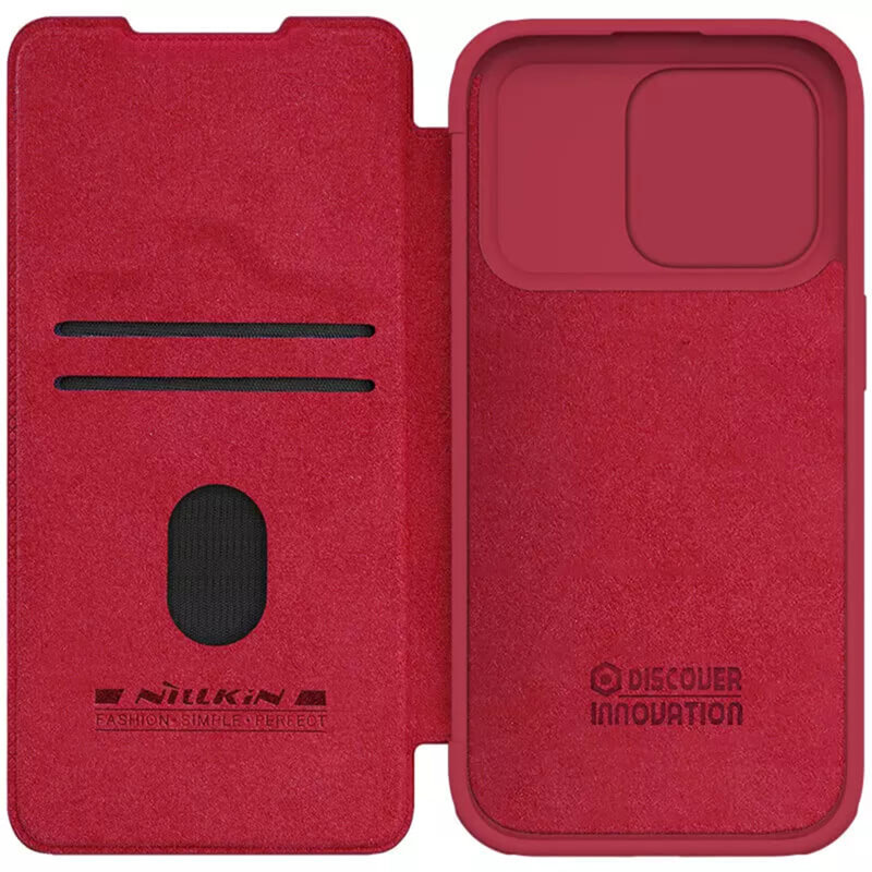 Husa iPhone 15 Pro Max Nillkin QIN Pro Leather, rosu