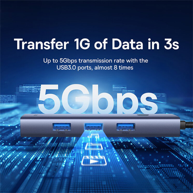 Hub Type-C la 3xUSB, RJ45, Type-C Baseus UltraJoy, B00052801811-02