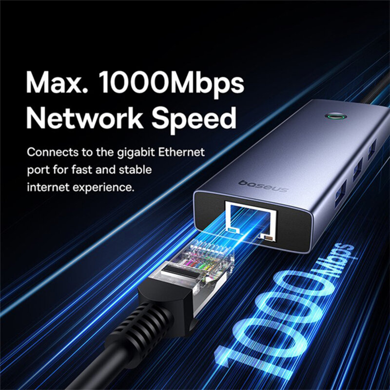 Hub Type-C la 3xUSB, RJ45, Type-C Baseus UltraJoy, B00052801811-02