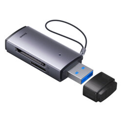 Card Reader USB la card SD, TF Baseus, Plug&Play, gri, WKQX060013