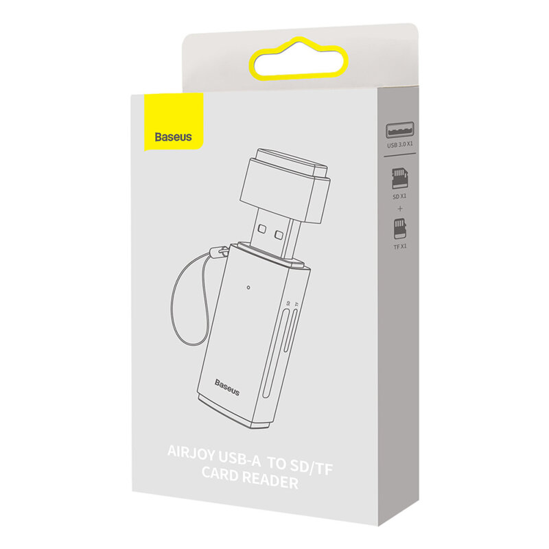 Card Reader USB la card SD, TF Baseus, Plug&Play, gri, WKQX060013