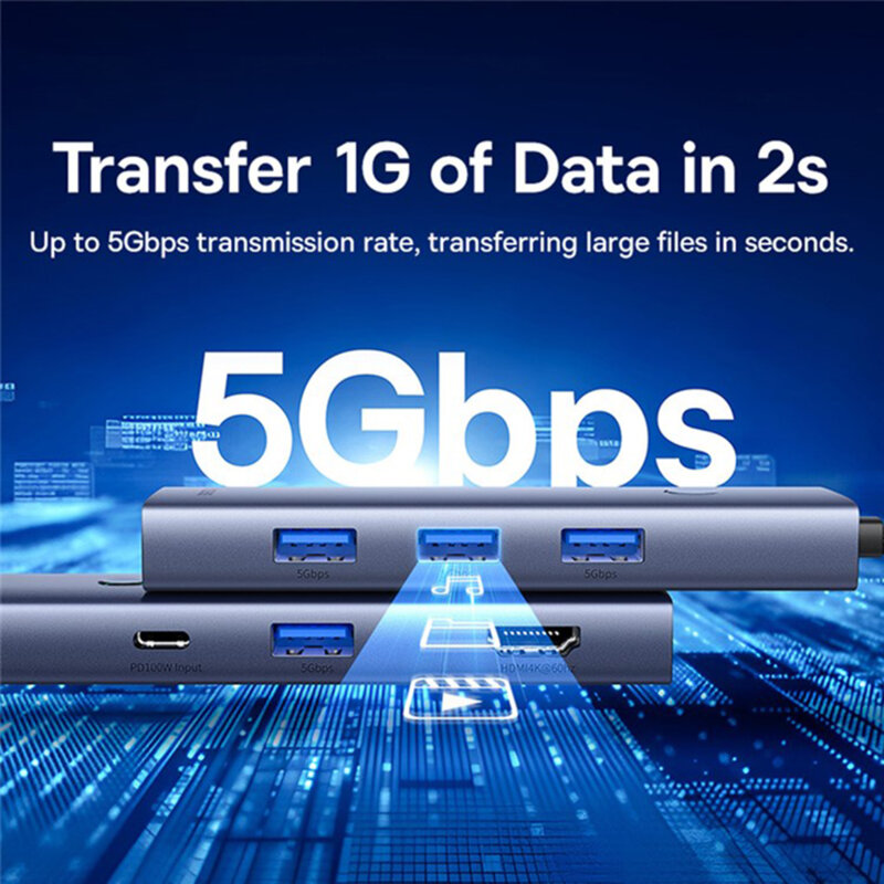 Hub Type-C la HDMI, VGA, 4xUSB, Type-C Baseus, B00052803811-01