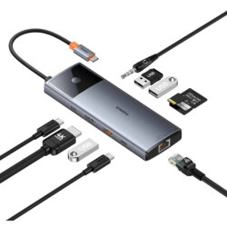 Hub USB-C la HDMI, 3xUSB, 2xUSB-C, RJ45, SD,TF, Jack3.5mm Baseus, B00061800813-00