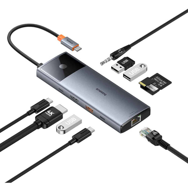 Hub USB-C la HDMI, 3xUSB, 2xUSB-C, RJ45, SD,TF, Jack3.5mm Baseus, B00061800813-00