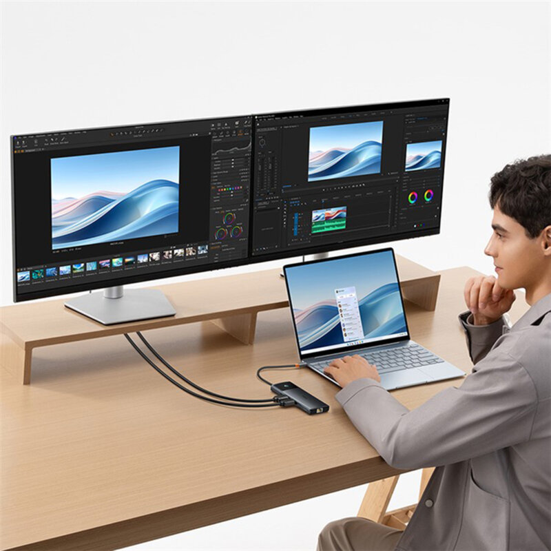 Hub USB-C la 2 x HDMI, 3xUSB, 2xUSB-C, RJ45, SD,TF Baseus, B00061800123-00