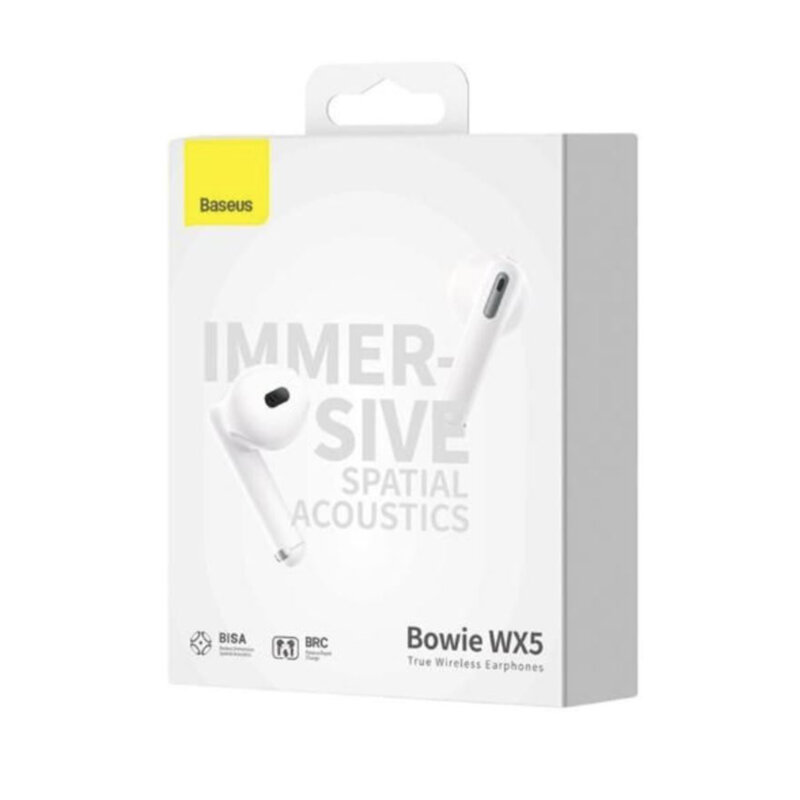 Casti True wireless Bluetooth Baseus Bowie WX5, alb