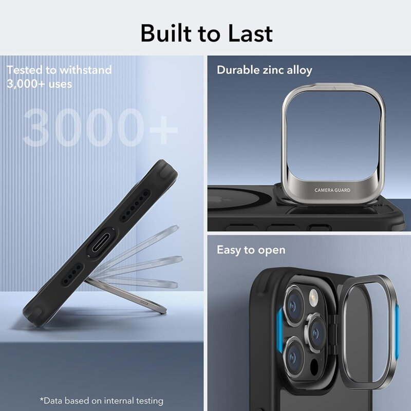 Husa iPhone 15 Pro Max ESR Classic Hybrid HaloLock Kickstand, negru/transparenta