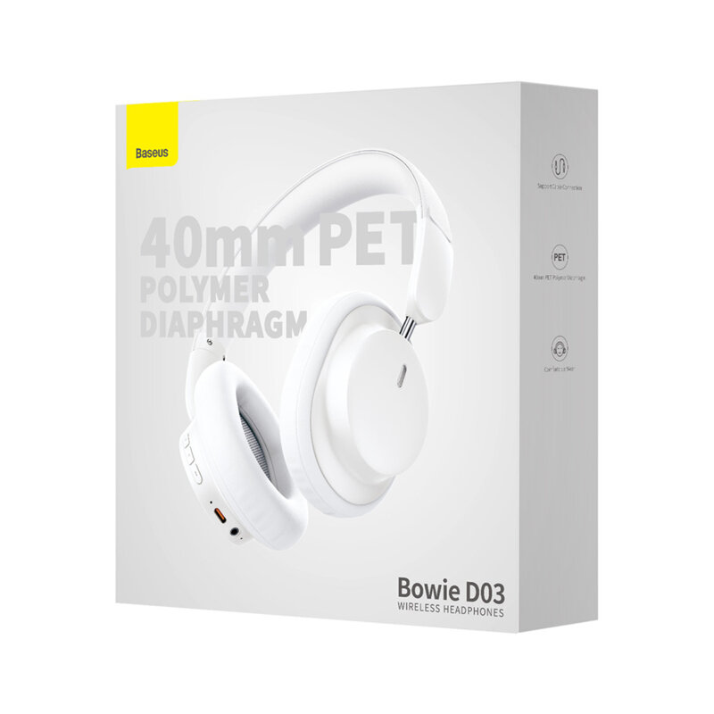 Casti wireless Bluetooth Baseus Bowie D03, alb