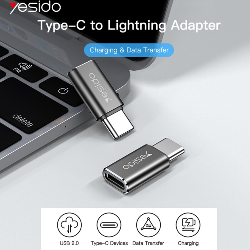 Adaptor OTG Type-C la Lightning Yesido GS22, 480Mbps, gri