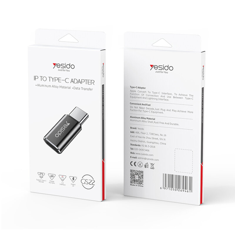 Adaptor OTG Type-C la Lightning Yesido GS22, 480Mbps, gri