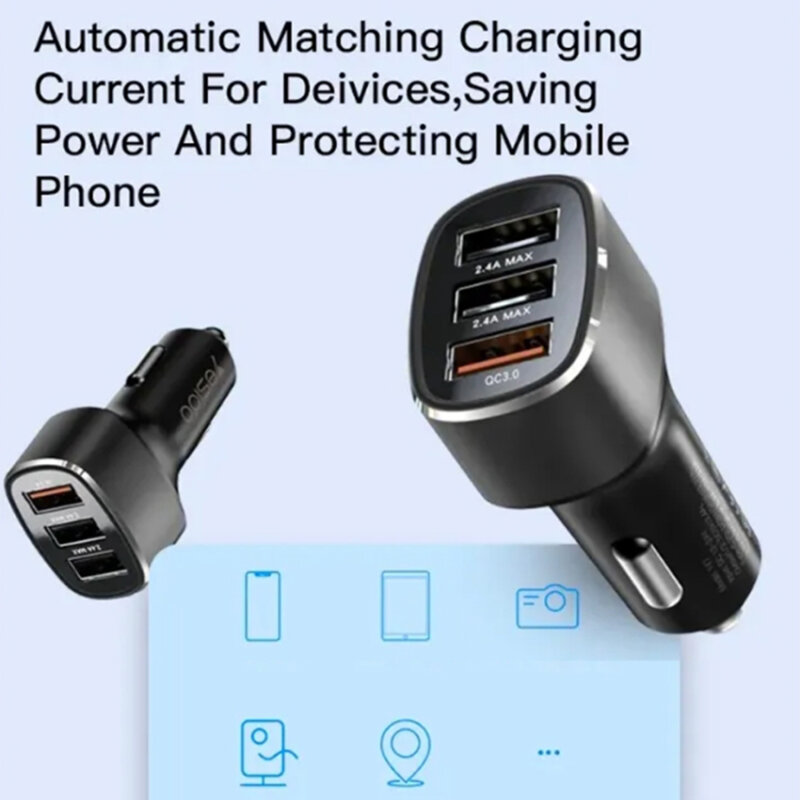 Incarcator masina 3x USB Fast Charge Yesido Y46, 2.4A, 42W