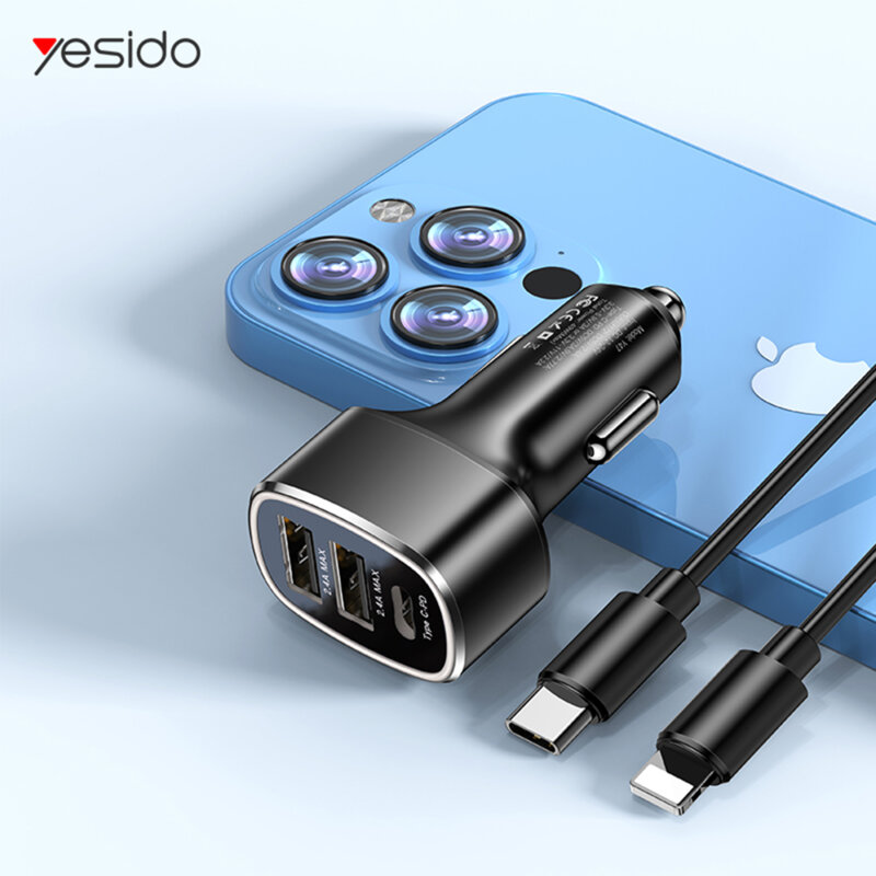 Incarcator auto bricheta USB Type-C Yesido Y47, 49W, negru