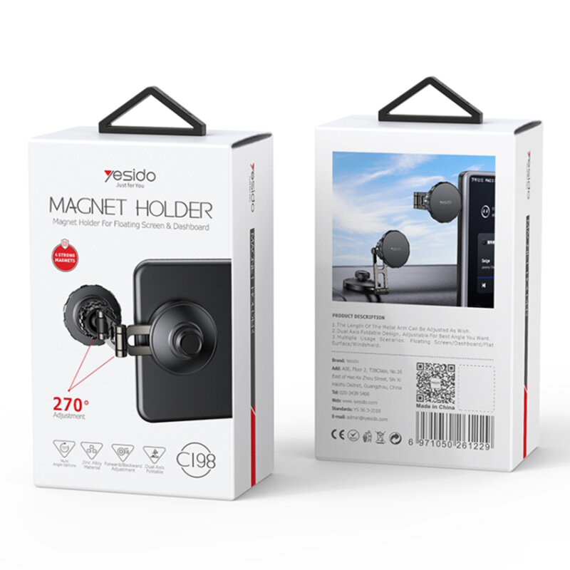 Suport auto magnetic bord/display Yesido C198, gri