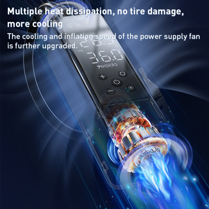 Mini compresor auto, pompa aer auto Yesido VC05, negru