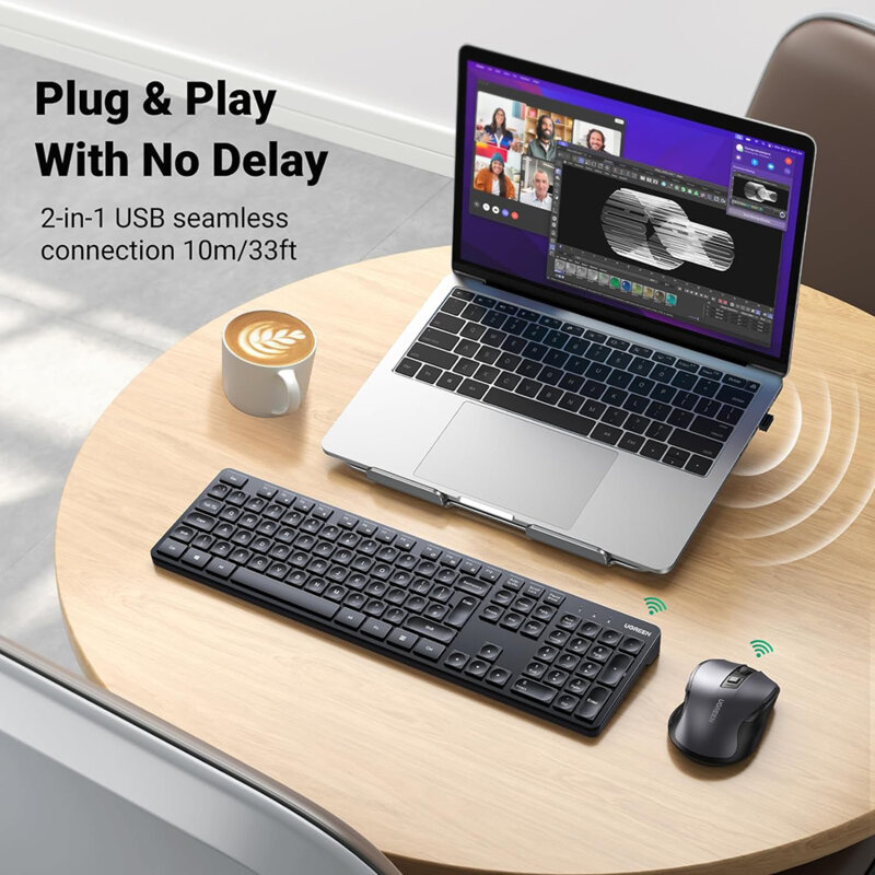 Tastatura wireless + mouse Bluetooth Ugreen, negru, 15720