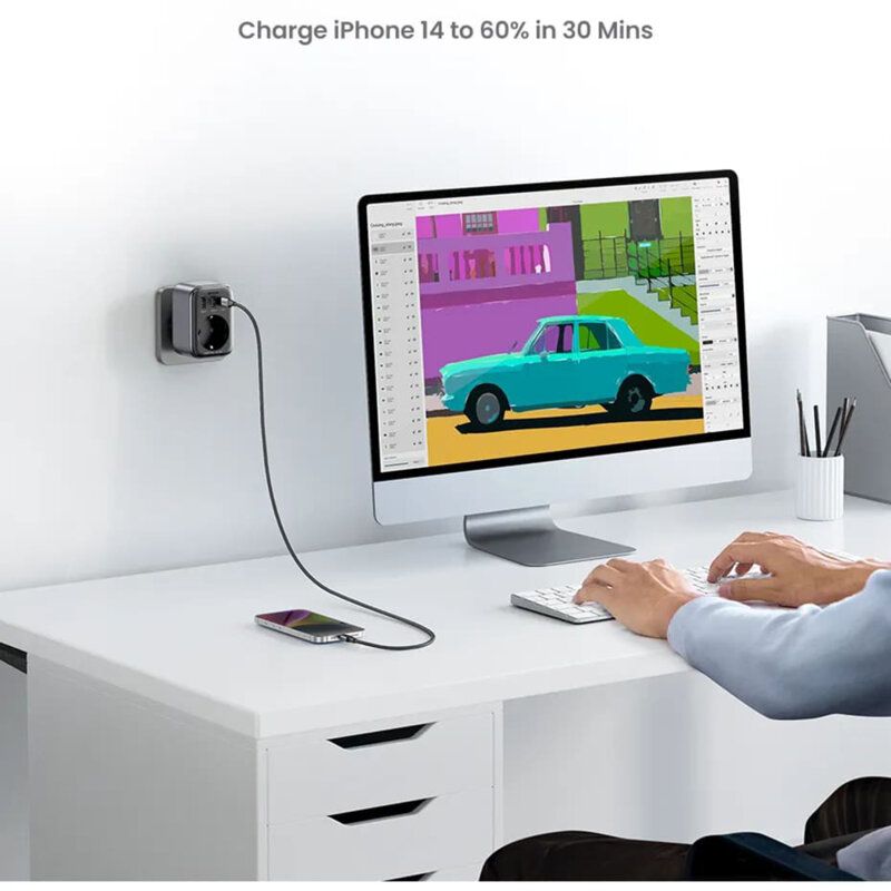 Incarcator priza Shuko, USB, Type-C la US Ugreen, 30W, 15289