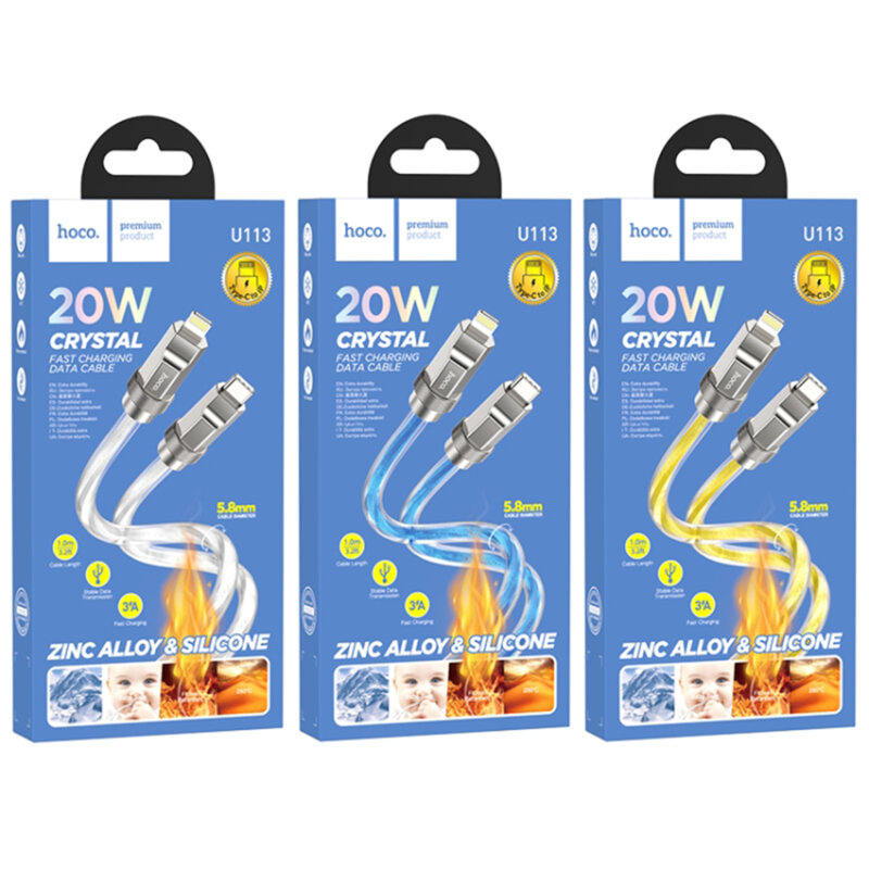 Cablu USB-C la iPhone Fast Charging 20W Hoco U113, 1m, auriu