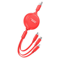 Cablu 3in1 USB la Type-C, iPhone, Micro Hoco X75, 2A, 1m, rosu