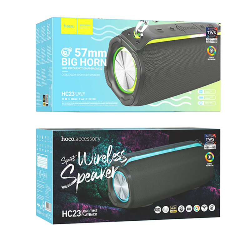 Boxa wireless 10W, curea de umar Hoco HC23, TF, USB, FM, gri