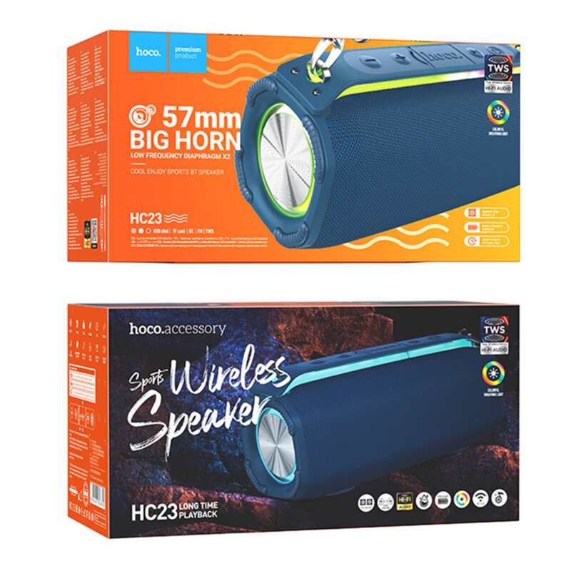 Boxa wireless 10W, curea de umar Hoco HC23, TF, USB, FM, albastru
