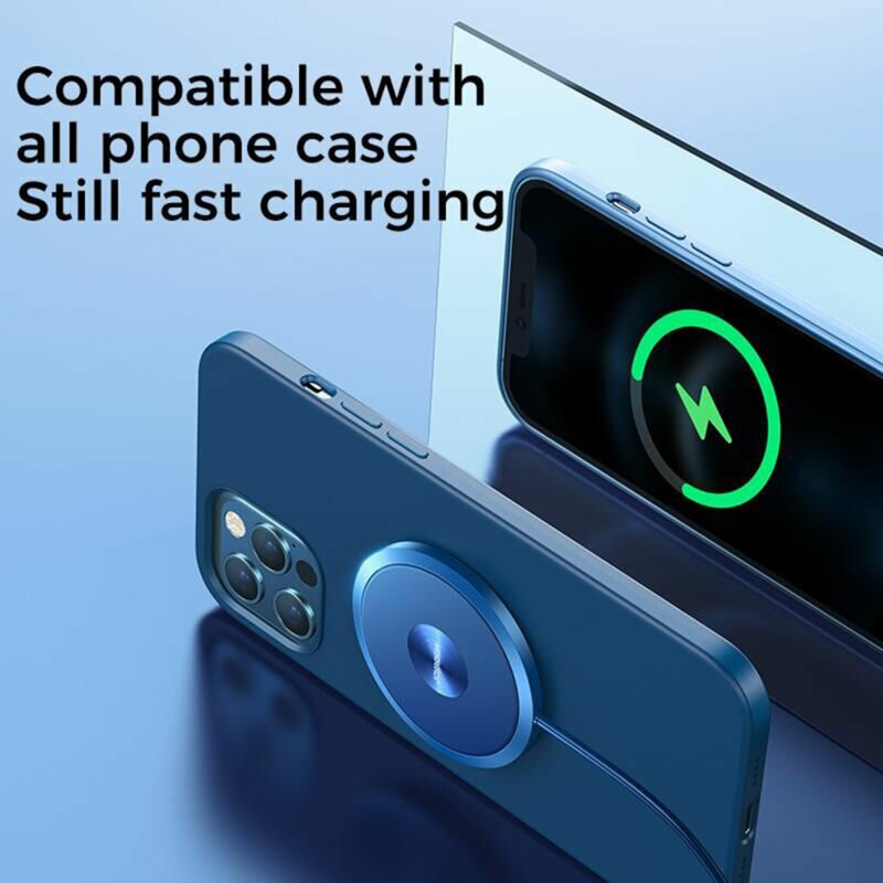 Incarcator wireless magnetic JoyRoom JR-A28, incarcare rapida, 15W, albastru