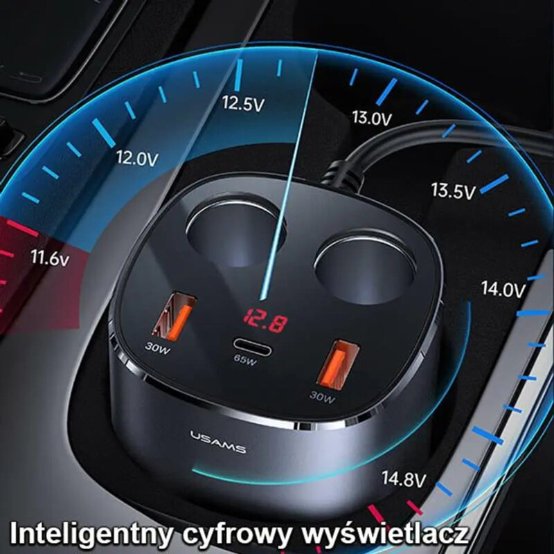 Incarcator bricheta auto 2xUSB, Type-C, 245W, Usams US-CC151