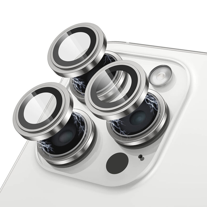Folie sticla iPhone 15 Pro Max Lito S+ Camera Protector, argintiu