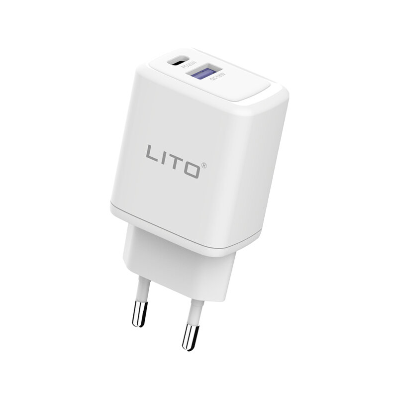 Incarcator priza Type-C/USB + cablu iPhone Lito, alb, LT-LC02