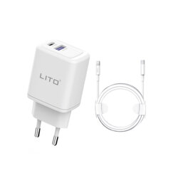 Incarcator priza Type-C/USB + cablu iPhone Lito, alb, LT-LC02