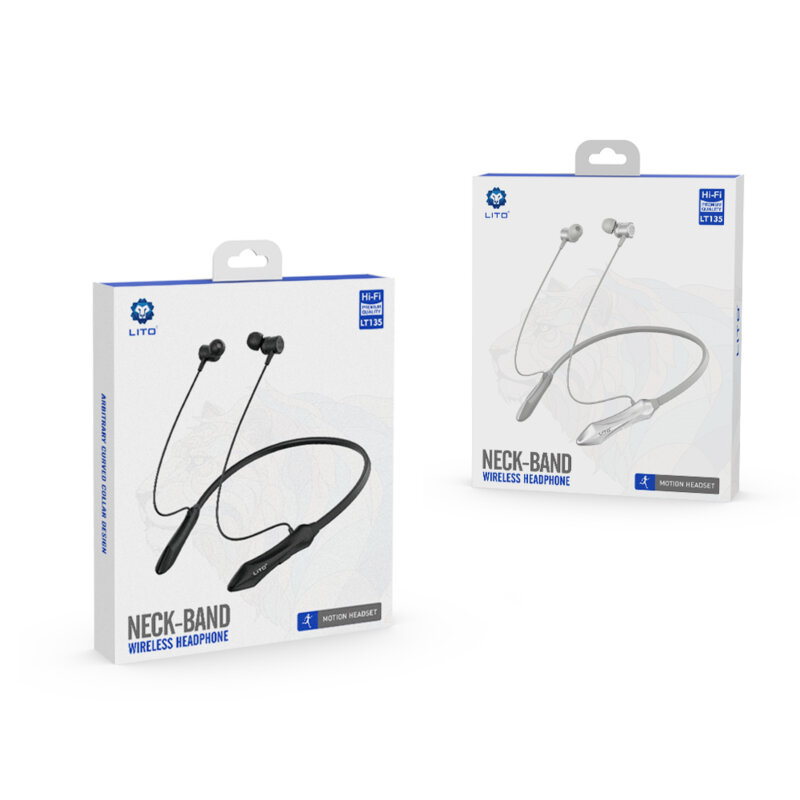 Casti Bluetooth alergare cu banda pentru gat Lito, negru, LT-V135