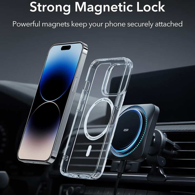 [Pachet premium] Suport incarcator auto MagSafe + priza 12V ESR, 36W