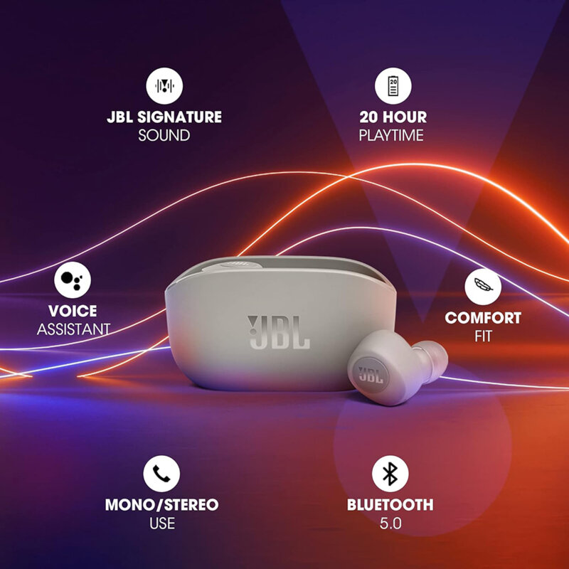 Casti in-ear Bluetooth cu microfon TWS JBL Wave 100, bej