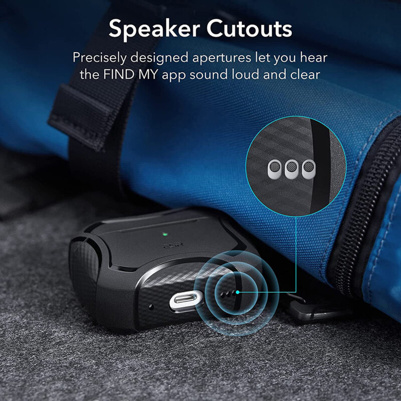 Husa Apple AirPods Pro ESR Cyber Armor Tough HaloLock, albastru