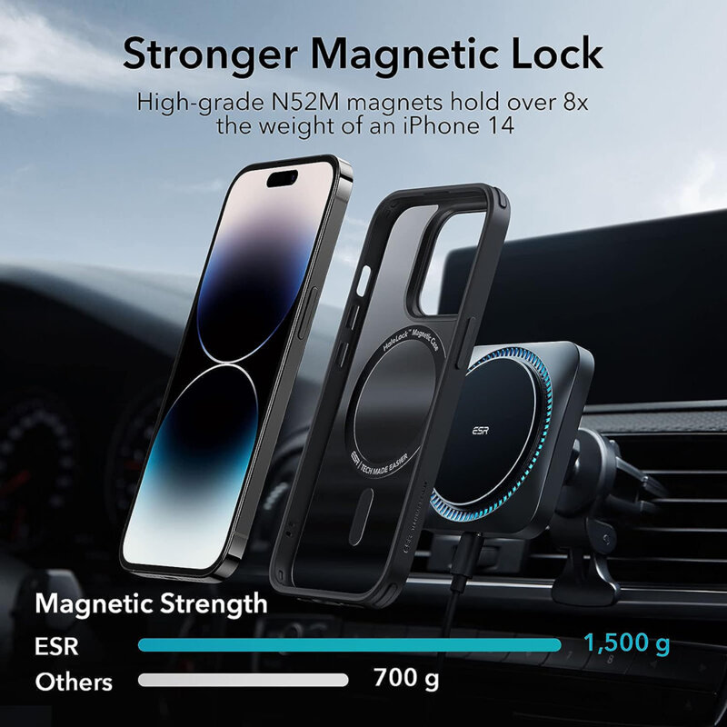 Husa iPhone 14 Pro Max ESR Classic Hybrid HaloLock, negru frost