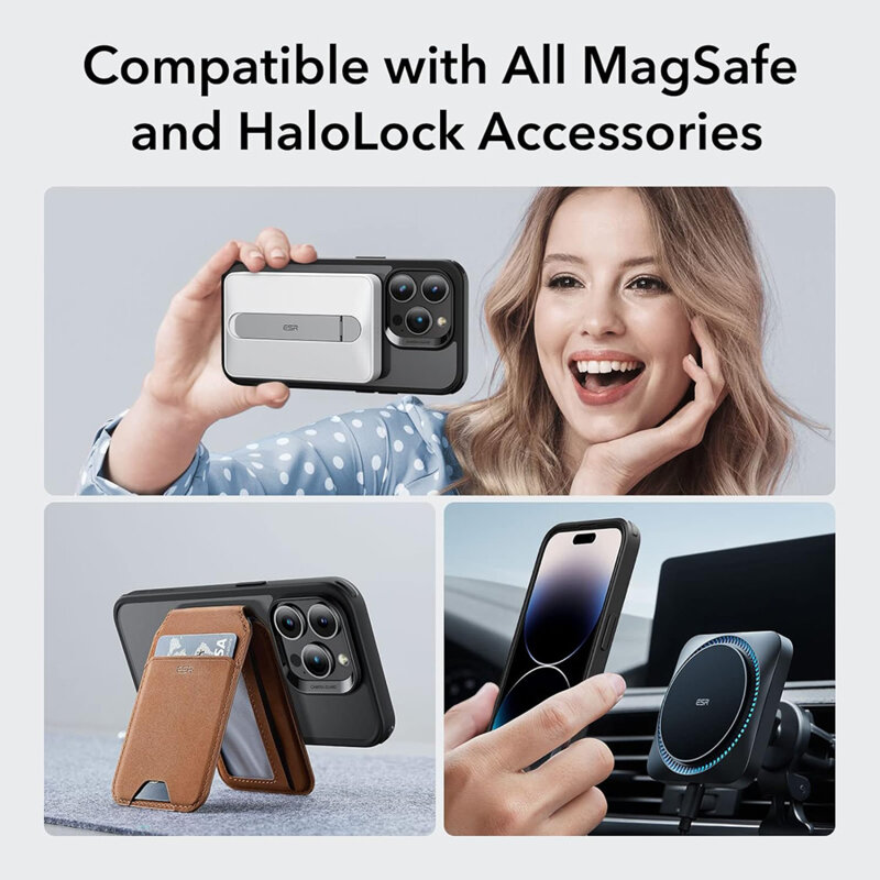 Husa iPhone 14 Pro ESR Classic Hybrid HaloLock, negru frost