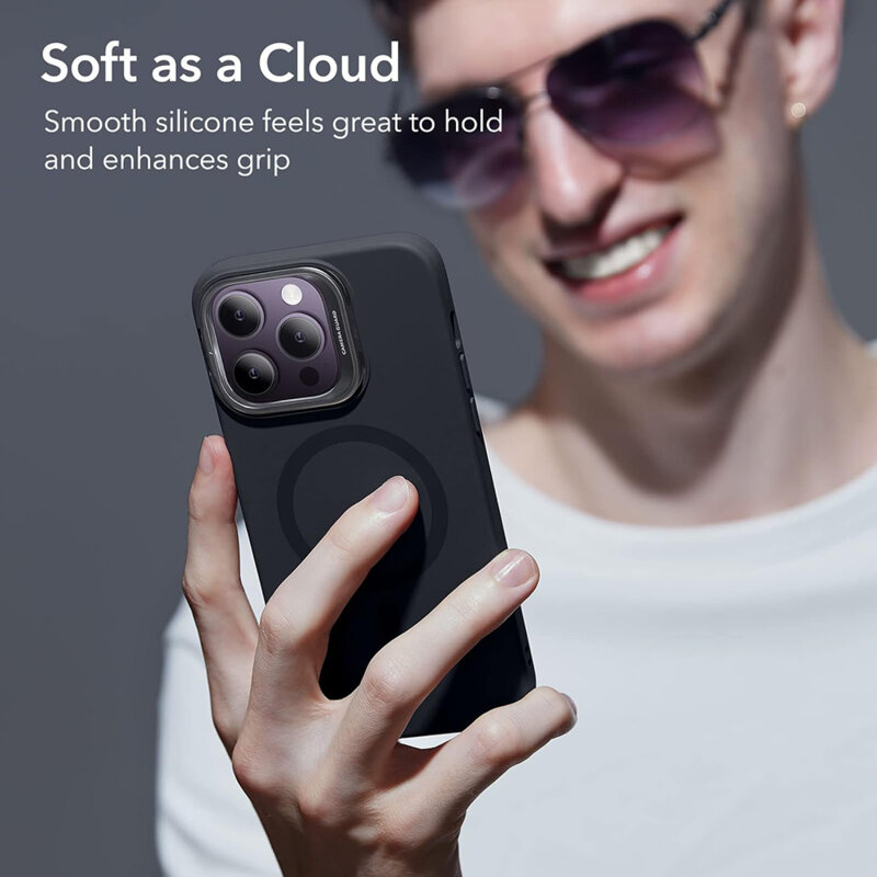 Husa iPhone 14 Pro Max ESR Cloud Soft HaloLock Kickstand, negru