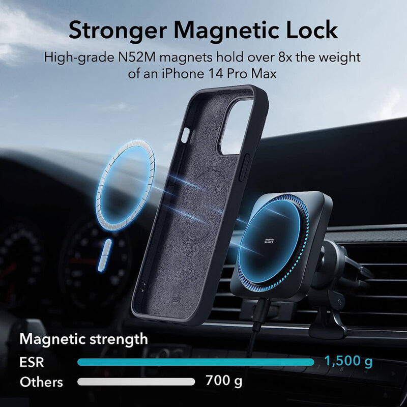 Husa iPhone 14 Pro Max ESR Cloud Soft HaloLock Kickstand, negru