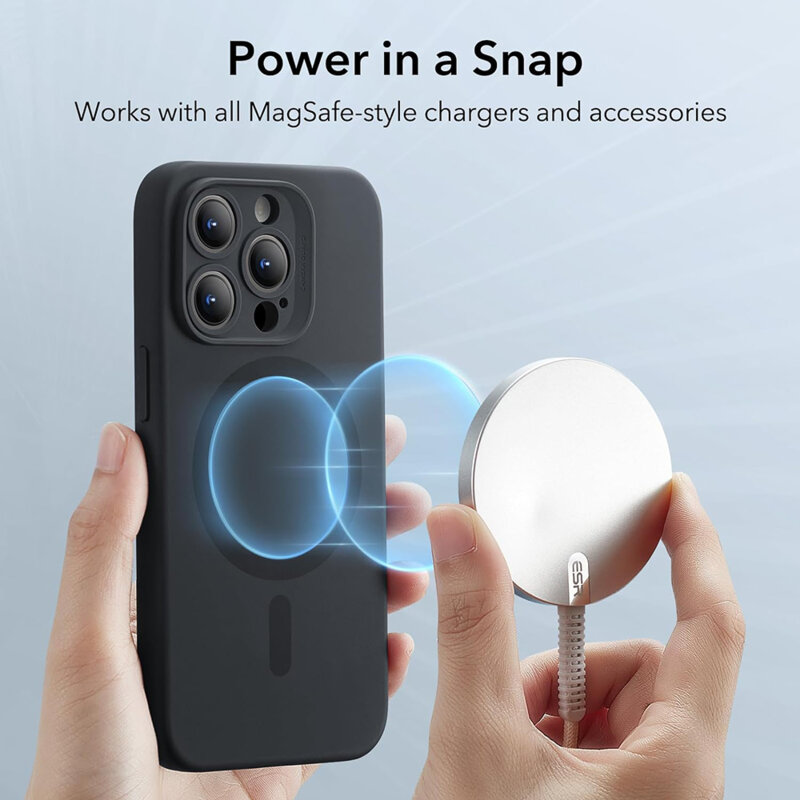 Husa iPhone 15 Pro Max ESR Cloud Soft HaloLock, negru