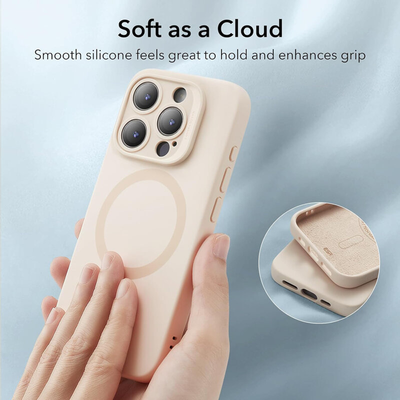 Husa iPhone 15 Pro Max ESR Cloud Soft HaloLock, maro